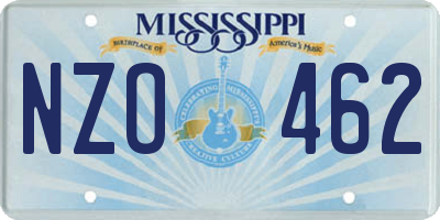 MS license plate NZO462