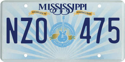 MS license plate NZO475