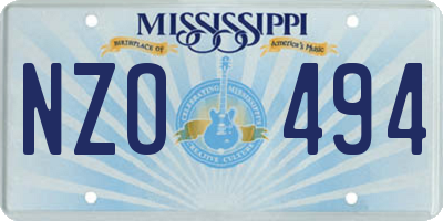 MS license plate NZO494