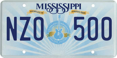 MS license plate NZO500