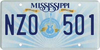 MS license plate NZO501