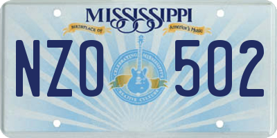 MS license plate NZO502
