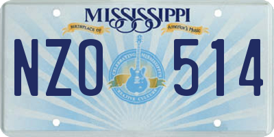 MS license plate NZO514