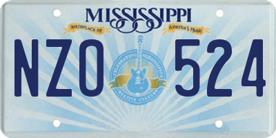 MS license plate NZO524