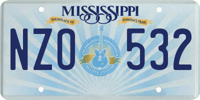 MS license plate NZO532