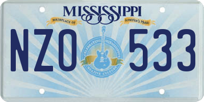 MS license plate NZO533