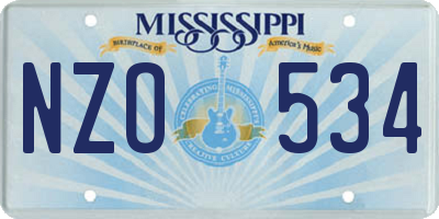 MS license plate NZO534