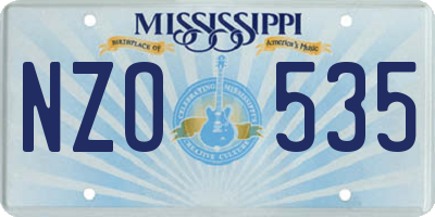 MS license plate NZO535