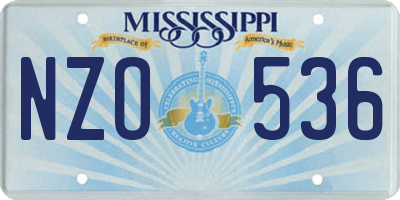 MS license plate NZO536