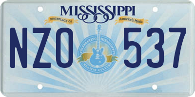 MS license plate NZO537