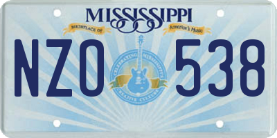 MS license plate NZO538
