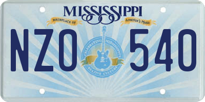 MS license plate NZO540