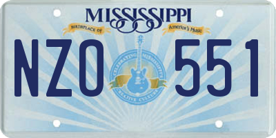MS license plate NZO551