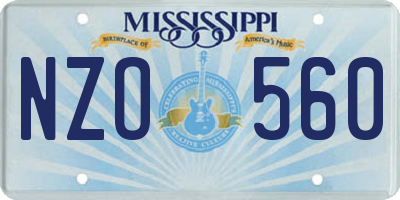 MS license plate NZO560