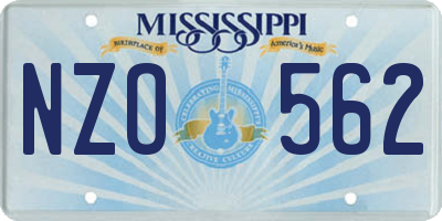 MS license plate NZO562