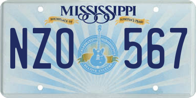 MS license plate NZO567