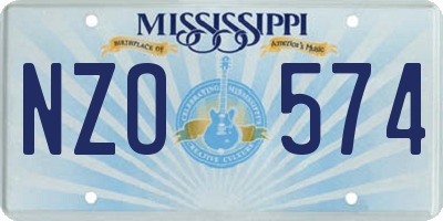 MS license plate NZO574