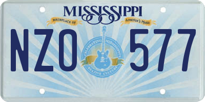 MS license plate NZO577