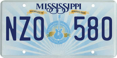 MS license plate NZO580