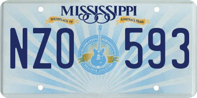 MS license plate NZO593