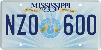 MS license plate NZO600