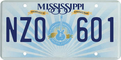 MS license plate NZO601