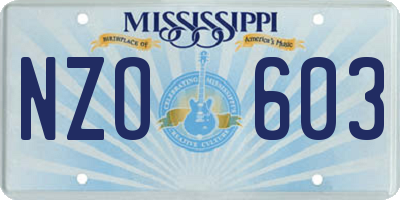 MS license plate NZO603