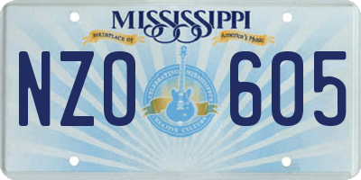 MS license plate NZO605