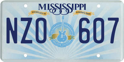 MS license plate NZO607