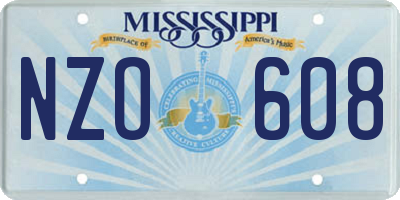 MS license plate NZO608