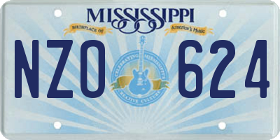 MS license plate NZO624
