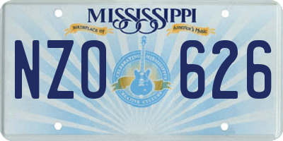 MS license plate NZO626