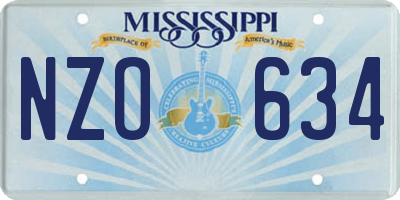 MS license plate NZO634