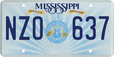 MS license plate NZO637