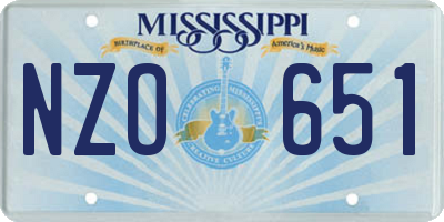 MS license plate NZO651