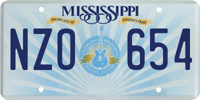 MS license plate NZO654