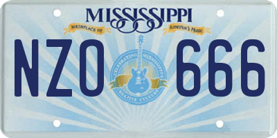 MS license plate NZO666