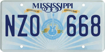 MS license plate NZO668