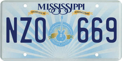 MS license plate NZO669