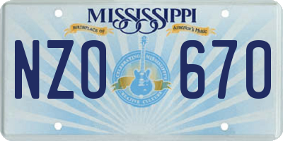 MS license plate NZO670