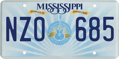 MS license plate NZO685