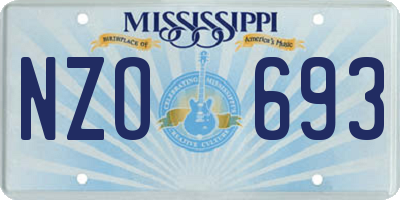 MS license plate NZO693