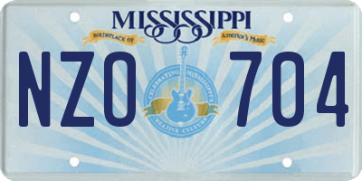MS license plate NZO704