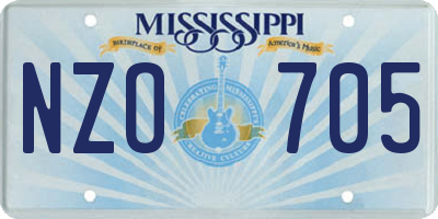 MS license plate NZO705