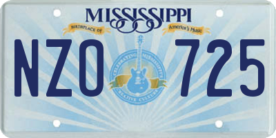 MS license plate NZO725