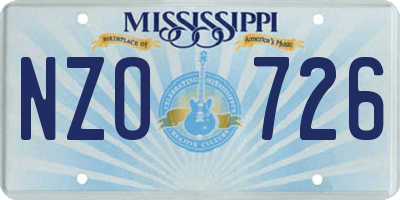 MS license plate NZO726