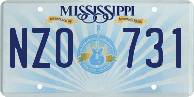 MS license plate NZO731