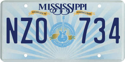 MS license plate NZO734