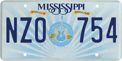 MS license plate NZO754
