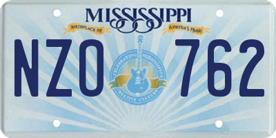 MS license plate NZO762